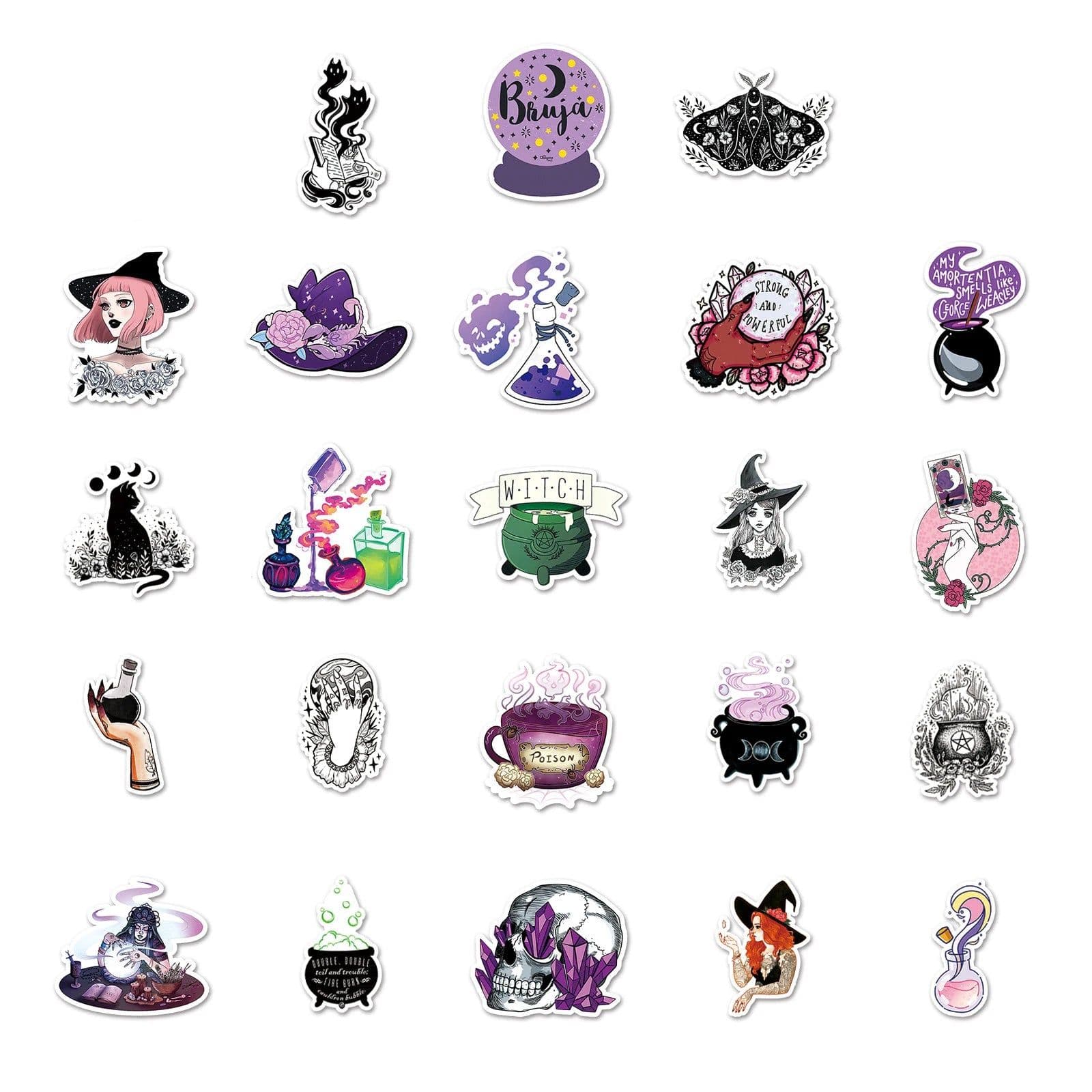 image-SIKOMOLE Cute Witchy Apothecary Stickers – Fun, Water-Resistant Decals