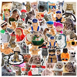 image-Cute Kawaii Meme Cat Stickers - Waterproof Decals for Laptops & Suitcases