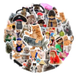 image-Cute Kawaii Meme Cat Stickers - Waterproof Decals for Laptops & Suitcases