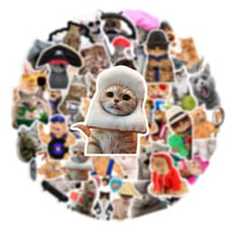 image-Cute Kawaii Meme Cat Stickers - Waterproof Decals for Laptops & Suitcases