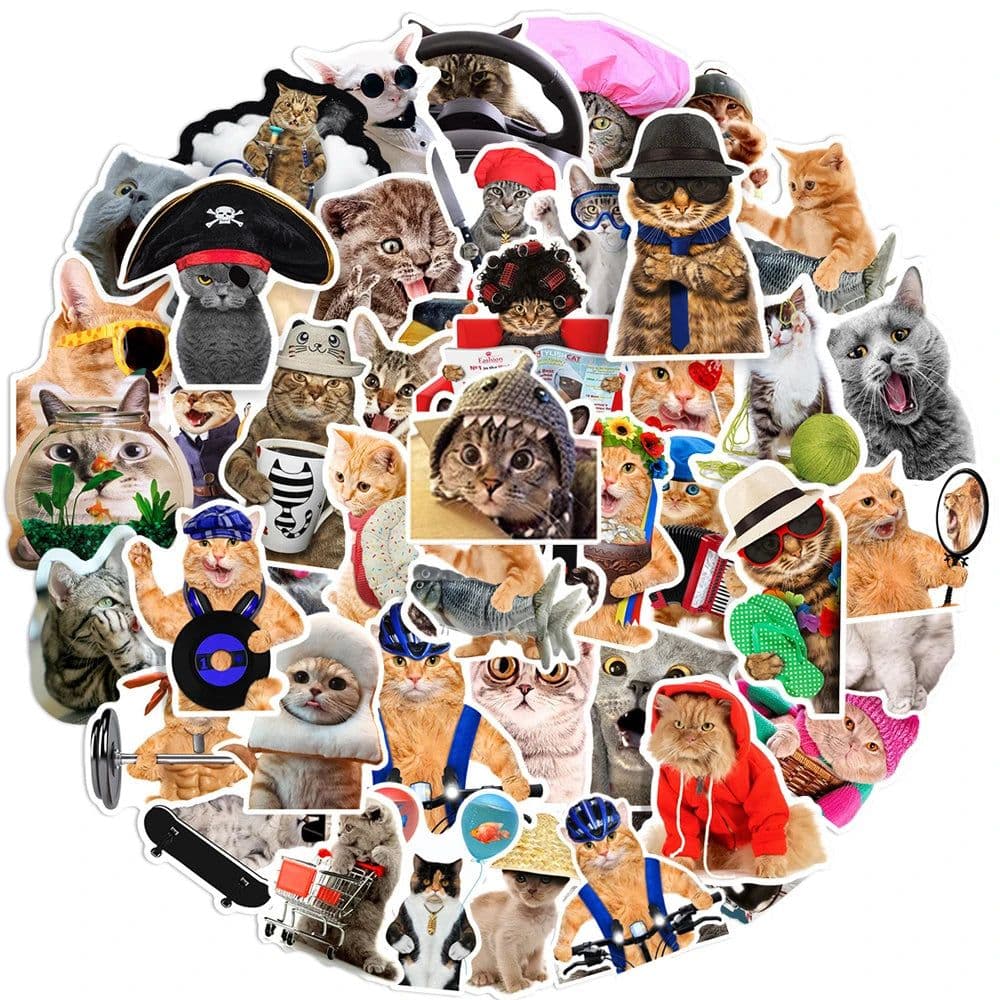 image-Cute Kawaii Meme Cat Stickers - Waterproof Decals for Laptops & Suitcases