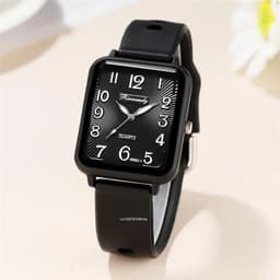 image-DQG Quartz Sports Watch with Silicone Strap & Minimalist Design