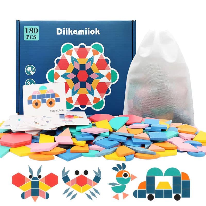 image-Diikamiiok Wooden 3D Geometric Shape Puzzle for Educational Play