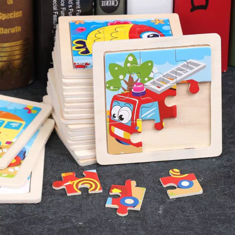 image-Wooden Animal Puzzle Set - Educational Fun for Kids - 6pcs Jigsaw Puzzles