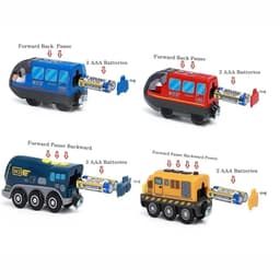 image-Hanma Battery Operated Bullet Train Set for Wooden Tracks with Lights & Sounds