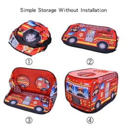 image-Children's Fire Truck Tent House - Indoor & Outdoor Play with Sunroof