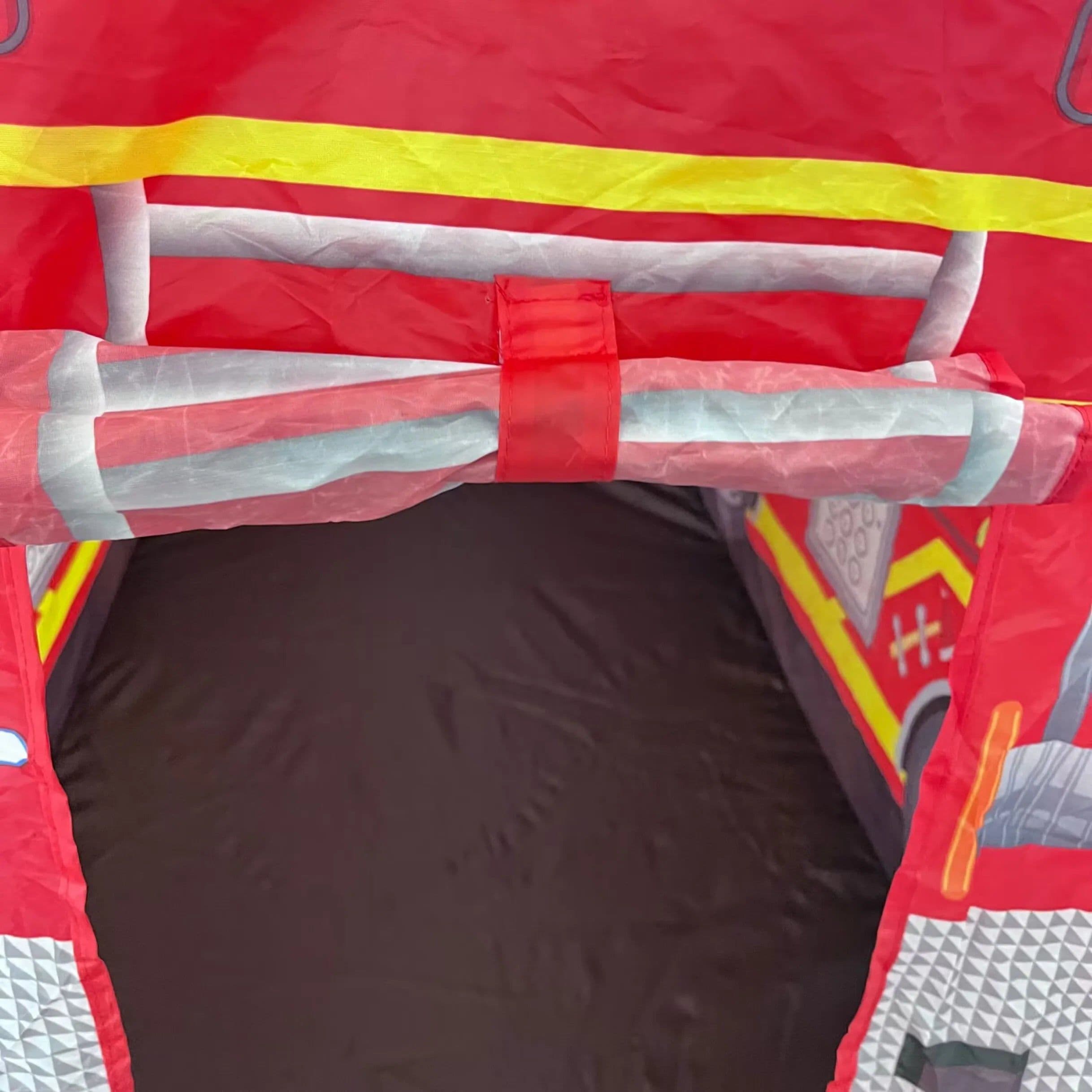 image-Children's Fire Truck Tent House - Indoor & Outdoor Play with Sunroof