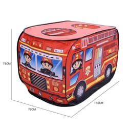 image-Children's Fire Truck Tent House - Indoor & Outdoor Play with Sunroof