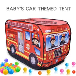 image-Children's Fire Truck Tent House - Indoor & Outdoor Play with Sunroof