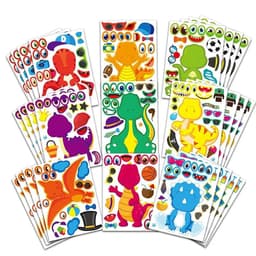 image-Dinosaur Make A Face Stickers - Fun Reusable Puzzle Sticker for Kids