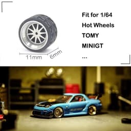 image-Carlomo 1/64 Metal Wheels with Rubber Tires for Model Car Enhancement