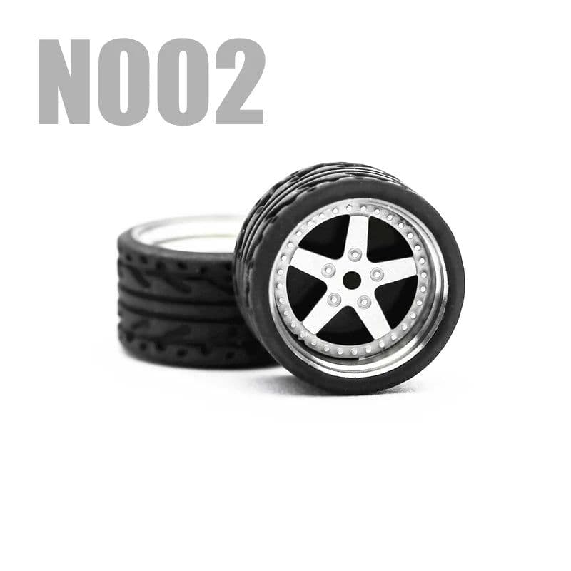 image-Carlomo 1/64 Metal Wheels with Rubber Tires for Model Car Enhancement
