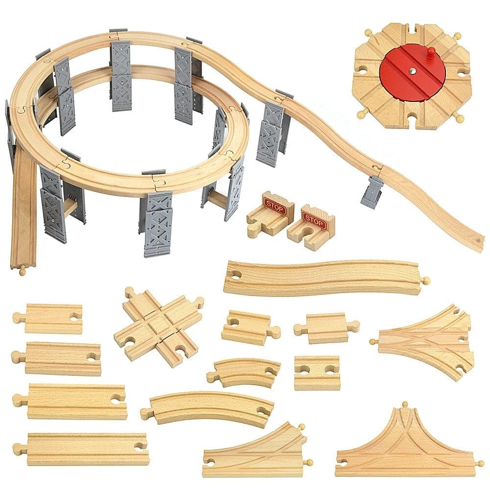 image-VEK Wooden Railway Track Accessories - Eco-Friendly Educational Car Toys