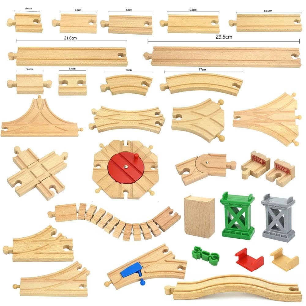 image-VEK Wooden Railway Track Accessories - Eco-Friendly Educational Car Toys