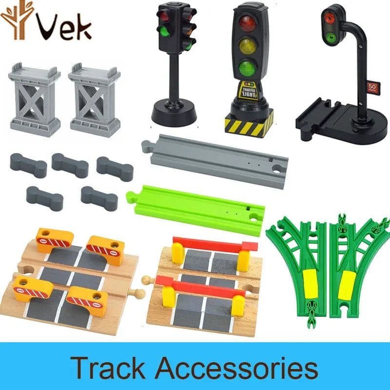 image-VEK Wooden Railway Track Accessories - Flexible & Fun Educational Toys