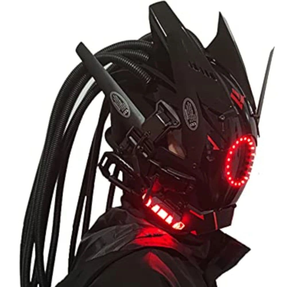 image-JAUPTO Cyberpunk Mask with LED Lights for Fantasy Role-Playing Events