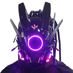 image-JAUPTO Cyberpunk Mask with LED Lights for Fantasy Role-Playing Events
