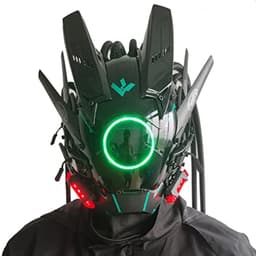 image-JAUPTO Cyberpunk Mask with LED Lights for Fantasy Role-Playing Events