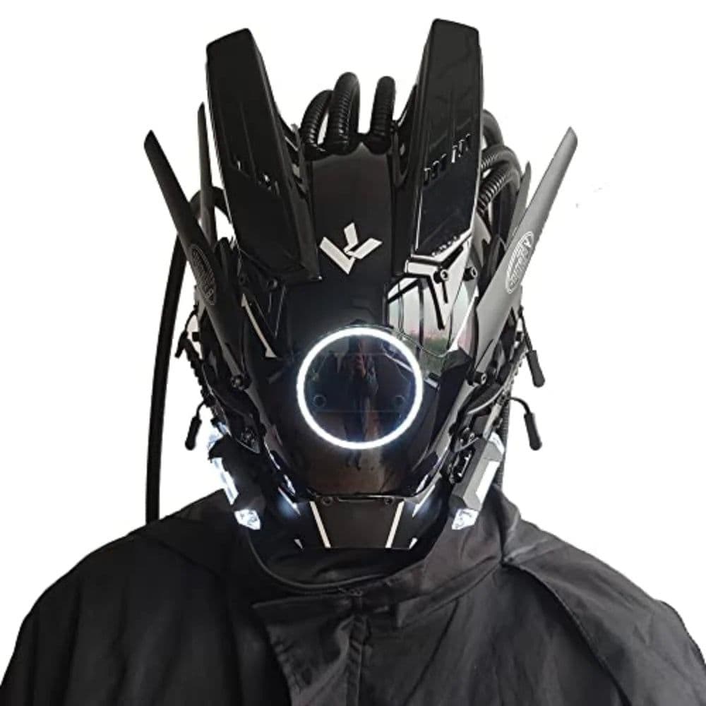 image-JAUPTO Cyberpunk Mask with LED Lights for Fantasy Role-Playing Events