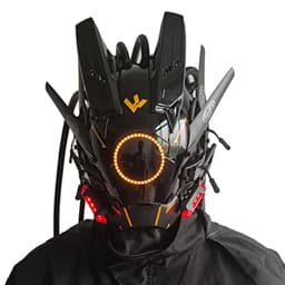 image-JAUPTO Cyberpunk Mask with LED Lights for Fantasy Role-Playing Events
