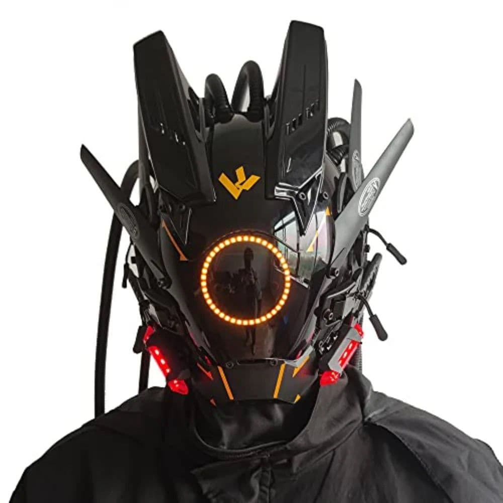 image-JAUPTO Cyberpunk Mask with LED Lights for Fantasy Role-Playing Events