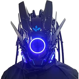 image-JAUPTO Cyberpunk Mask with LED Lights for Fantasy Role-Playing Events