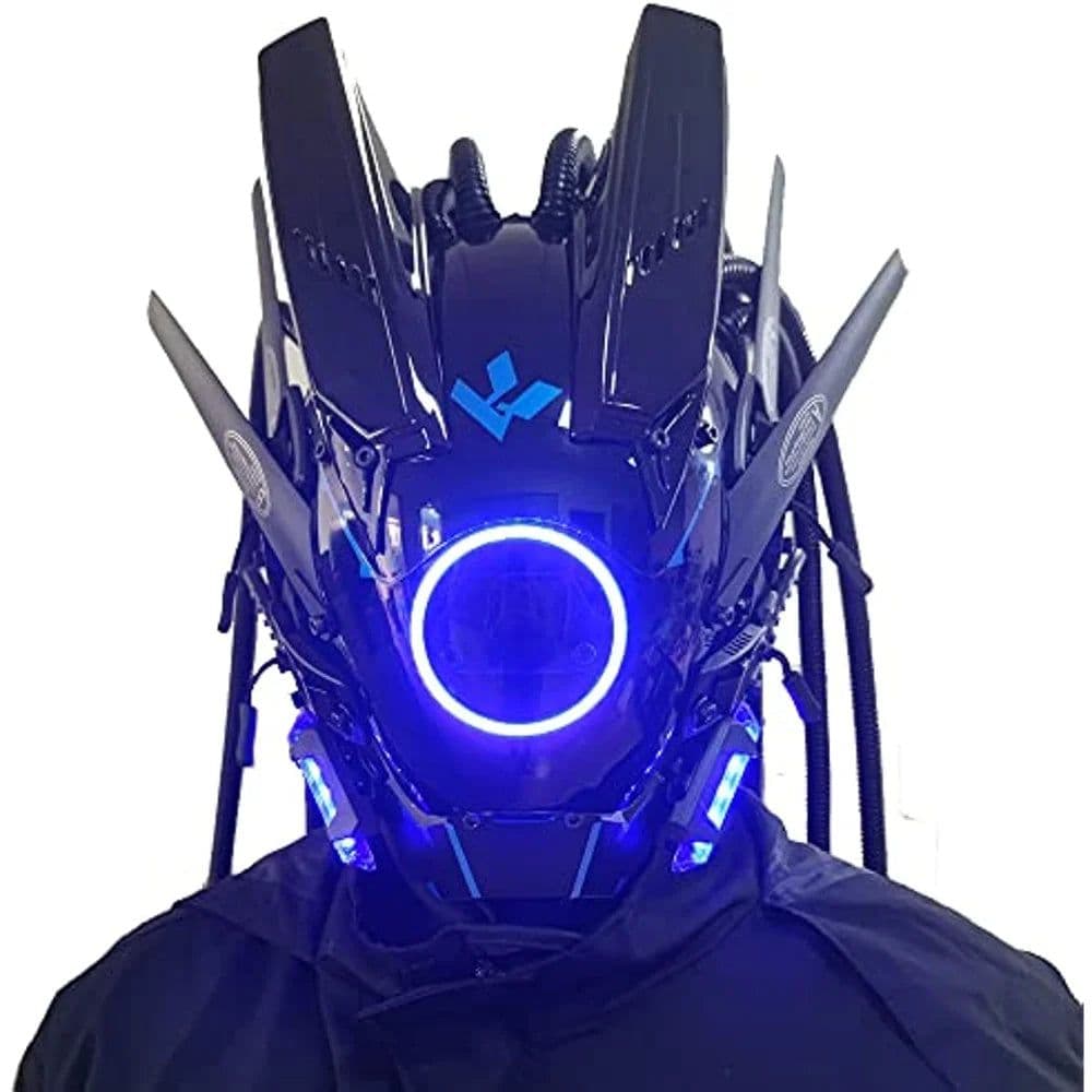 image-JAUPTO Cyberpunk Mask with LED Lights for Fantasy Role-Playing Events
