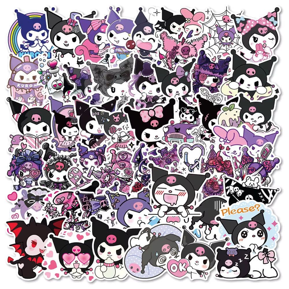 image-MINISO Kawaii Kuromi Stickers - Cute Anime Decals for Creative Stationery
