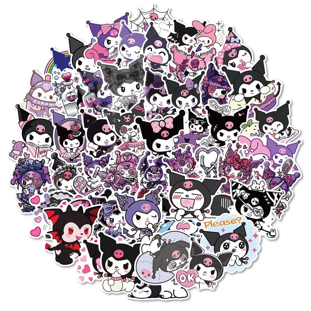 image-MINISO Kawaii Kuromi Stickers - Cute Anime Decals for Creative Stationery