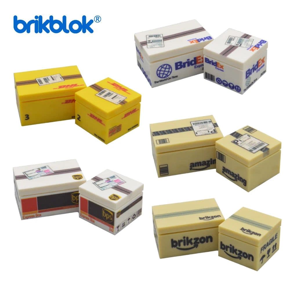 image-Brikblok Custom Printed Delivery Boxes - Durable Plastic Decoration Set