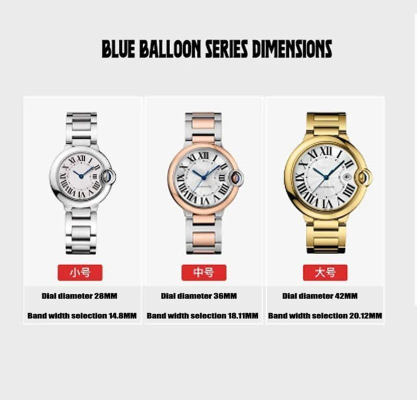 image-HUANGZHI Stainless Steel Watch Band for Cartier Blue Balloon - 190mm