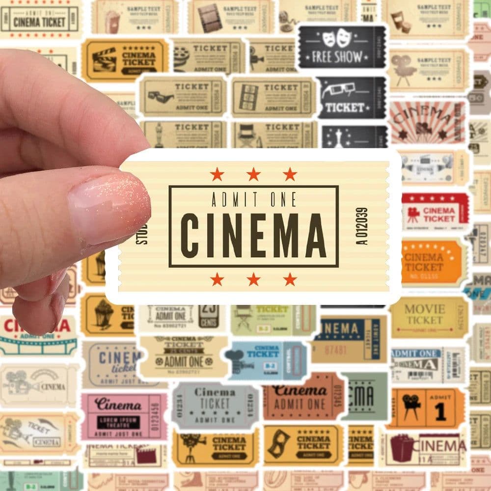image-Ritnow Vintage Movie Tickets Stickers - Waterproof Decorative Anime Decals