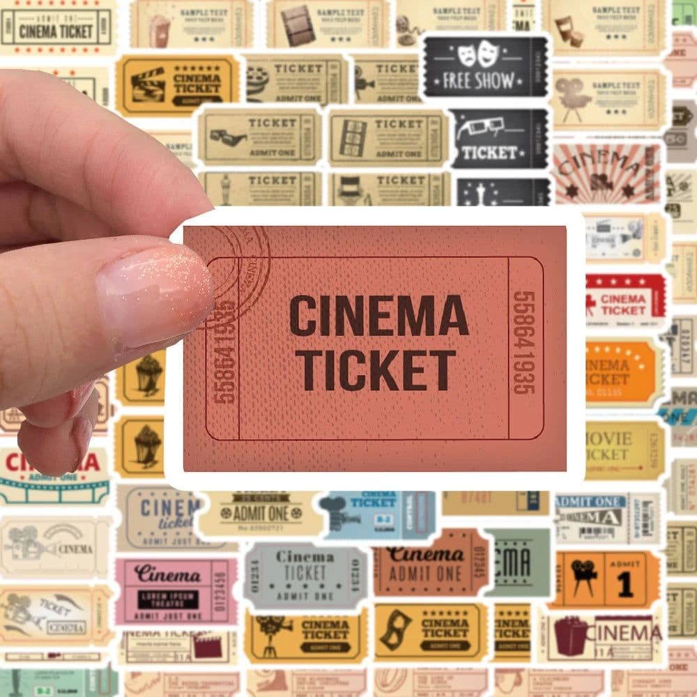 image-Ritnow Vintage Movie Tickets Stickers - Waterproof Decorative Anime Decals