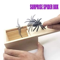 image-Wooden Mini Spider Prank Box - Fun Scare Toy for Kids & Adults Halloween Gift