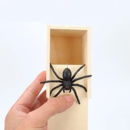 image-Wooden Mini Spider Prank Box - Fun Scare Toy for Kids & Adults Halloween Gift