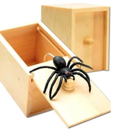 image-Wooden Mini Spider Prank Box - Fun Scare Toy for Kids & Adults Halloween Gift