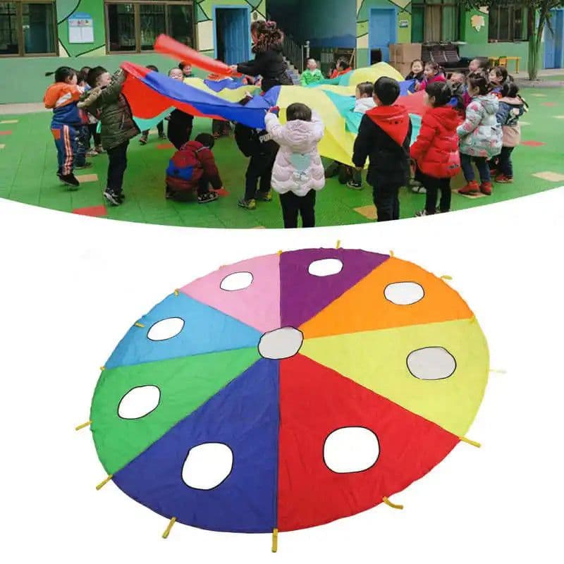 image-MEADE Rainbow Umbrella Parachute Game for Kids | Fun Outdoor Activity
