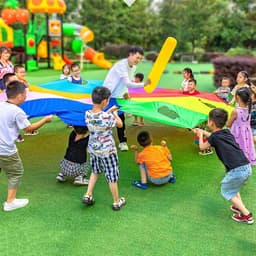 image-MEADE Rainbow Umbrella Parachute Game for Kids | Fun Outdoor Activity