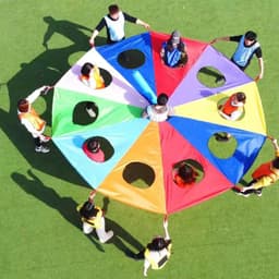 image-MEADE Rainbow Umbrella Parachute Game for Kids | Fun Outdoor Activity
