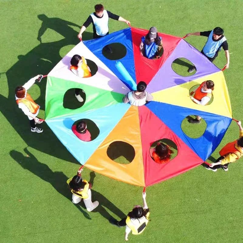 image-MEADE Rainbow Umbrella Parachute Game for Kids | Fun Outdoor Activity