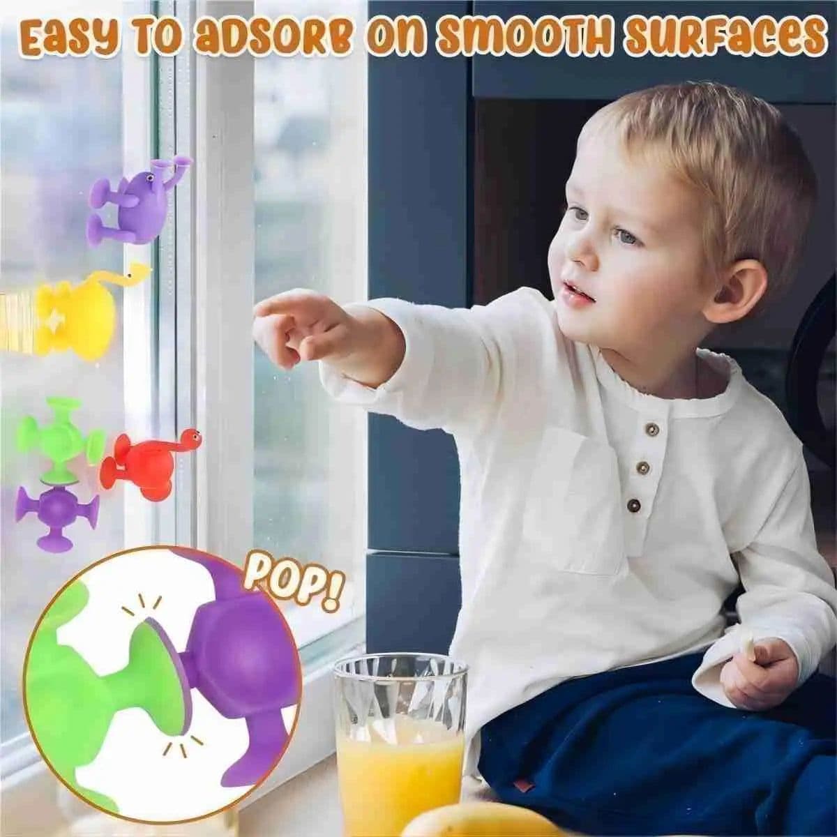 image-Creative Suction Cup Building Blocks for Kids - Safe Silicone Bath Toy