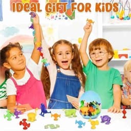image-Creative Suction Cup Building Blocks for Kids - Safe Silicone Bath Toy