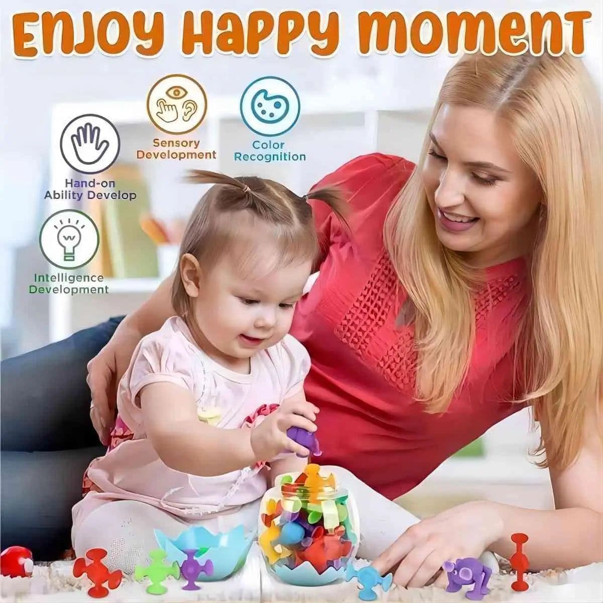 image-Creative Suction Cup Building Blocks for Kids - Safe Silicone Bath Toy