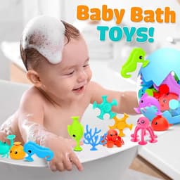 image-Creative Suction Cup Building Blocks for Kids - Safe Silicone Bath Toy