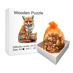 image-Warm Fox Family 3D Wooden Puzzle - Creative Gift for All Ages