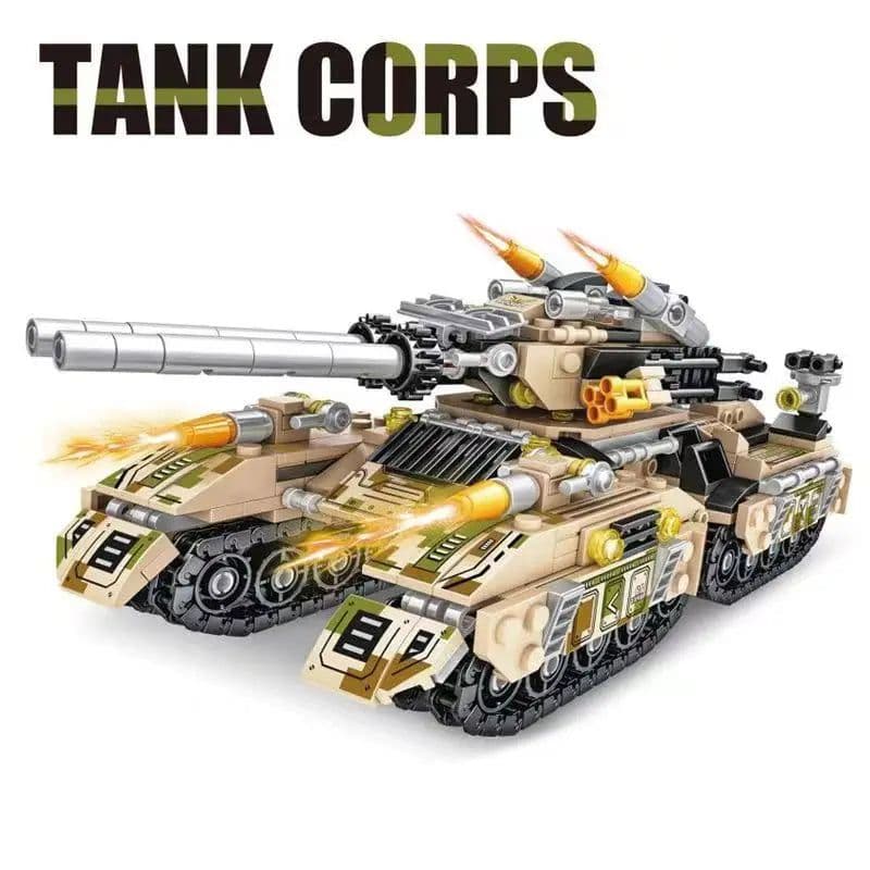 image-Military Heavy Tank Building Blocks - Engaging Assembly Toy for All Ages