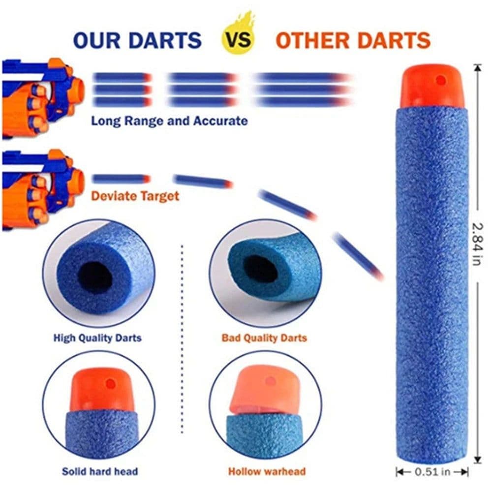 image-Soft Hollow Head Refill Darts for Nerf Blasters - Perfect Xmas Gift for Kids