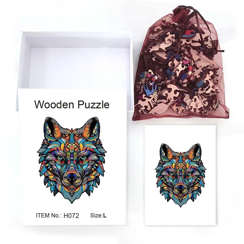 image-Wolf 3D Wooden Puzzle - Stress Relief Home Decor & Interactive Toy