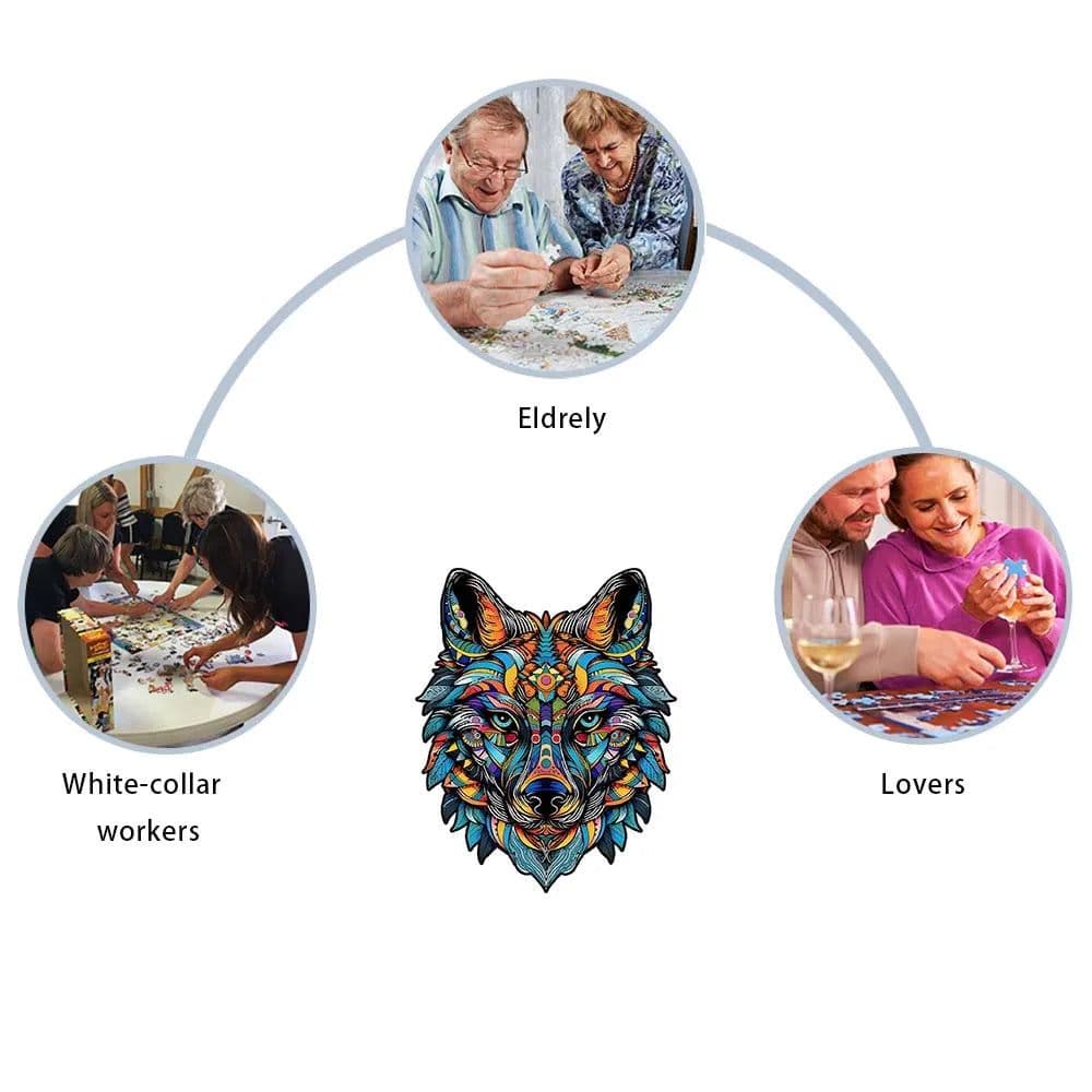 image-Wolf 3D Wooden Puzzle - Stress Relief Home Decor & Interactive Toy