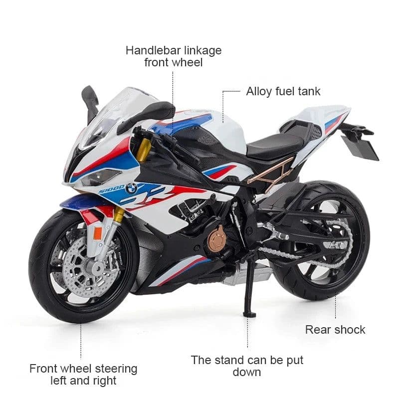 image-MAKEDA 1:12 BMW S1000RR Diecast Motorcycle Toy - Exquisite Detail & Durability